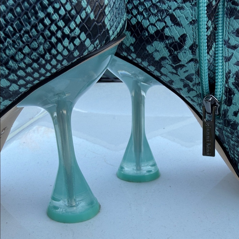 Gianni Bini Blue Snake-Print Pointed Ankle Booties - Picture 10 of 10